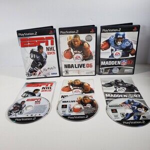 Lot of 3 PS2 Sports Games: ESPN NHL 2K5, NBA Live 06, Madden NFL 07